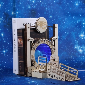 1 Db Diy Galaxy Gate Bookend Kreatív Határokon Átnyúló Időalagút Led-es Világító Könyvtartók Asztali Könyvdugók Könyvespolc-ajándékok