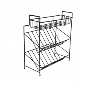 2/3 Rétegű Polc Konyhai Edények Tároló Vas Fűszertartó Állvány Otthoni Szervező Polc-fekete
