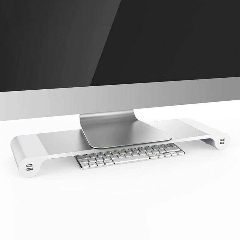 Alumínium Asztali Monitorállvány Csúszásmentes Notebook Laptop Emelő 4 Portos Usb Töltővel Imac Macbook Pro Airhez