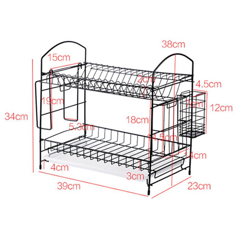 Lefolyóállvány Konyhai Tároló Állvány Szervező Mental Iron Design Könnyen Összeszerelhető 2 Szintes Otthoni Iroda