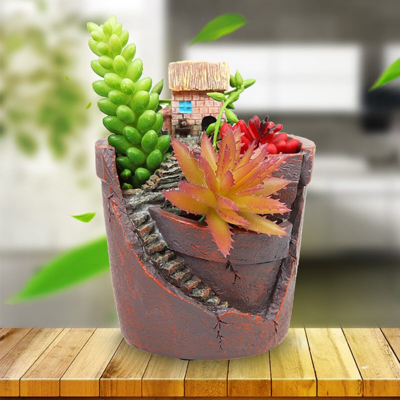 Mini Plant Pot Kreatív Asztali Dekoráció Nordic Kerek Tolltartó Kiegészítők Gyanta