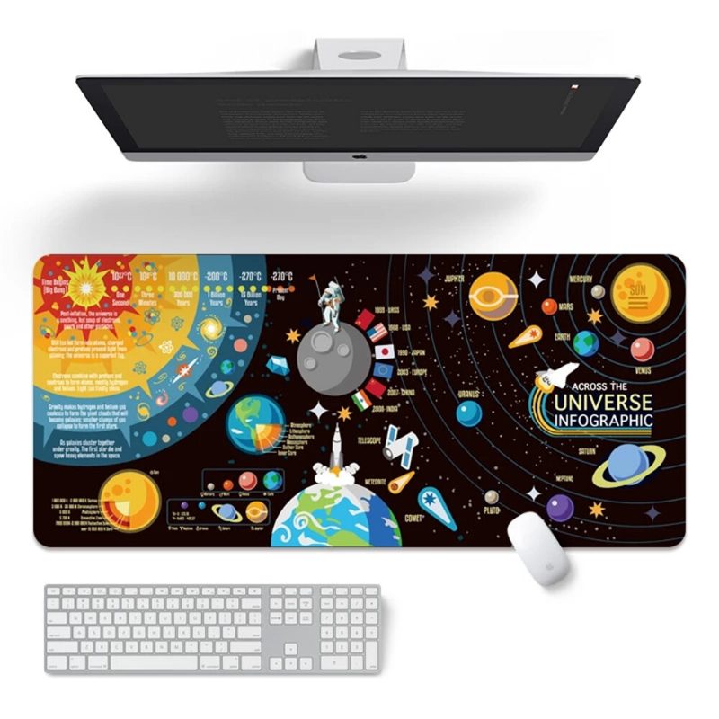 Space Planet Egérpad Laptop Nagyméretű Játékhoz Használható Egérszőnyeg Kiváló Minőségű Nyomtatási Zárolású Edge Design Billentyűzet Asztali Szőnyeg Pc Számítógéphez