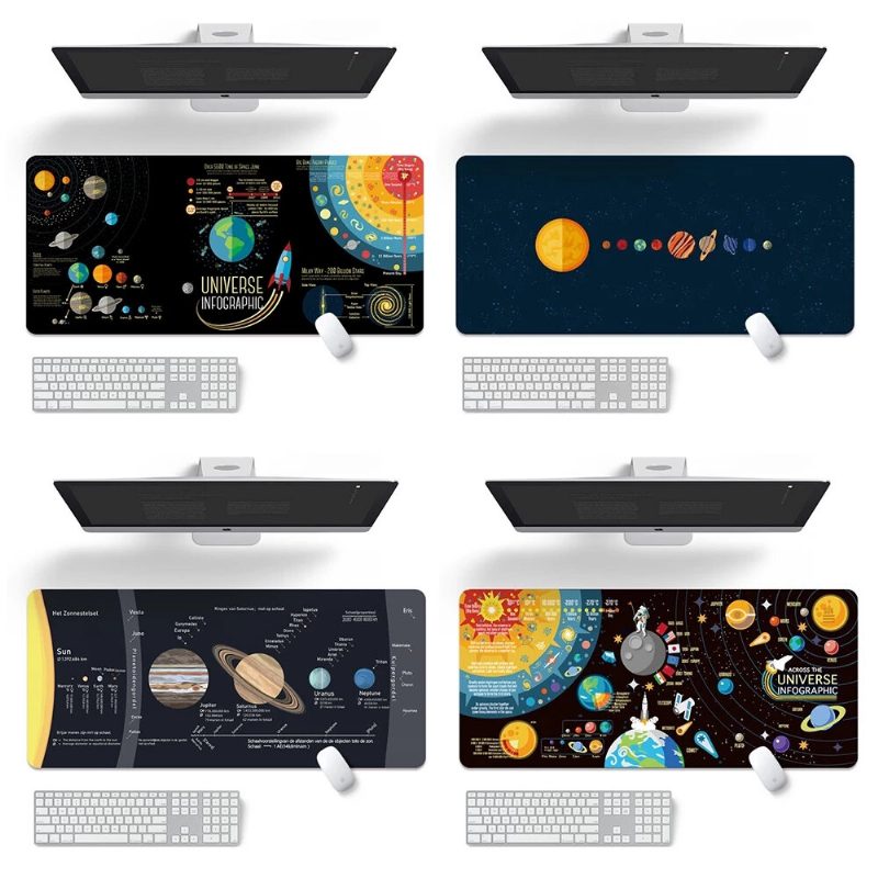 Space Planet Egérpad Laptop Nagyméretű Játékhoz Használható Egérszőnyeg Kiváló Minőségű Nyomtatási Zárolású Edge Design Billentyűzet Asztali Szőnyeg Pc Számítógéphez