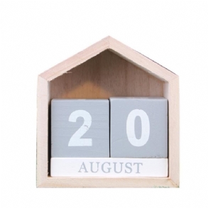 Vintage Design House Shape Perpetual Calendar Fa Íróasztal Fablokk Otthoni Irodai Kellékek Dekorációja