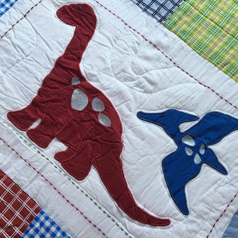 100% Pamut Dinoszaurusz Patchwork Paplan Szett Fiúknak Gyerekeknek Ágytakarók 2 Külön Ággyal