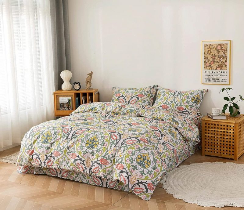 100% Pamut Elegáns Szőlővirág Paplanhuzat Szett 3 Db Farmhouse Floral Collection Ágyneműgarnitúra