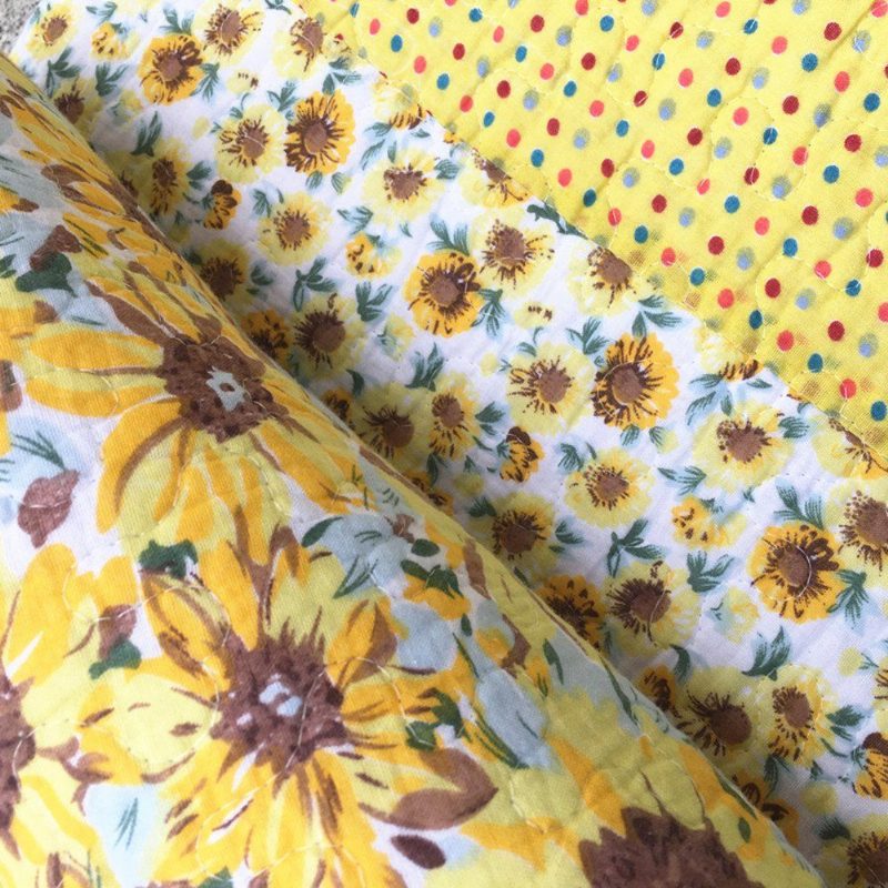 100% Pamut Pöttyös Napraforgó Patchwork Ágytakarók Paplan Szettek Queensunflowers