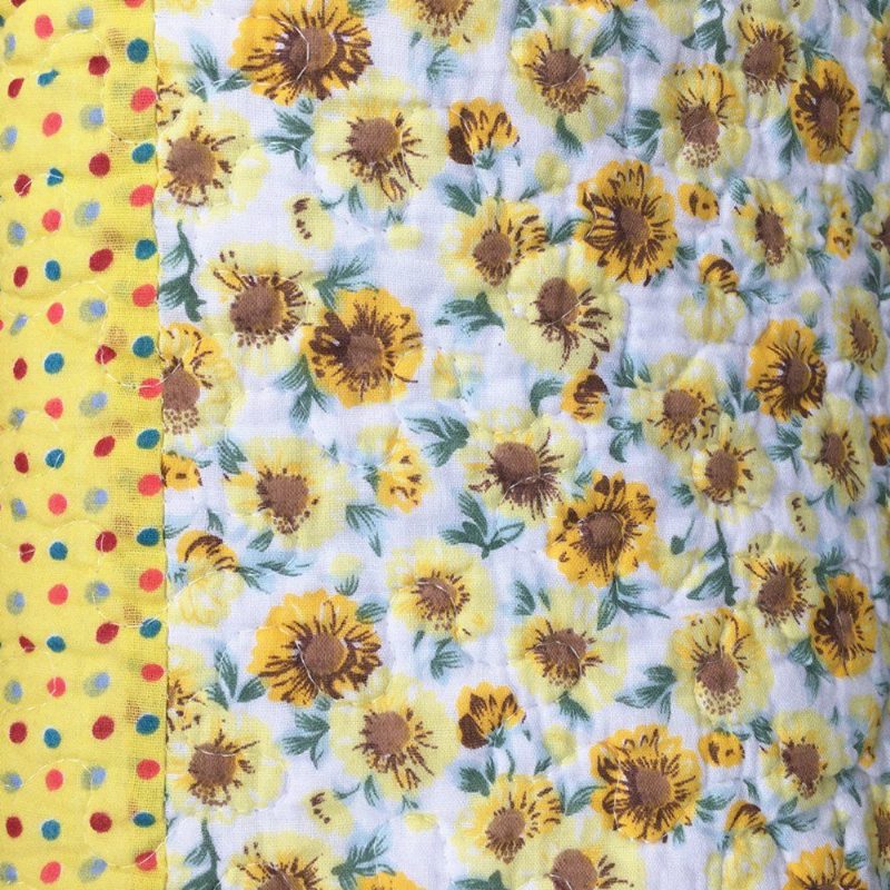 100% Pamut Pöttyös Napraforgó Patchwork Ágytakarók Paplan Szettek Queensunflowers