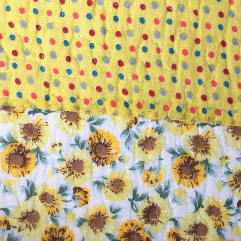 100% Pamut Pöttyös Napraforgó Patchwork Ágytakarók Paplan Szettek Queensunflowers