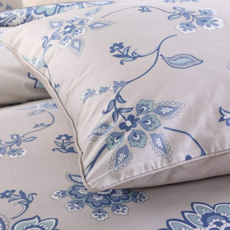 3 Db Luxus Virágos Ágynemű Szett Blue Flowers Design 800 Szálszám 100% Pamut Paplanhuzat