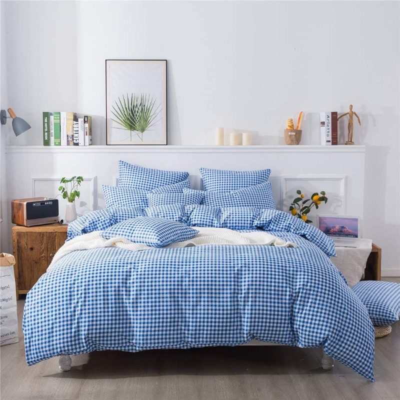 3 Db Modern Kockás Paplanhuzat Szett 100% Pamut Rácsos Ágynemű Megfordítható Gingham Geometric Checker Kollégiumi Ágyneműkészlet