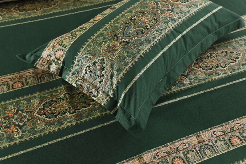 3 Db-os Boho Ágyneműkészlet Vintage Green Damask Bohemian Paplanhuzat Készletek 100% Szálcsiszolt Pamut