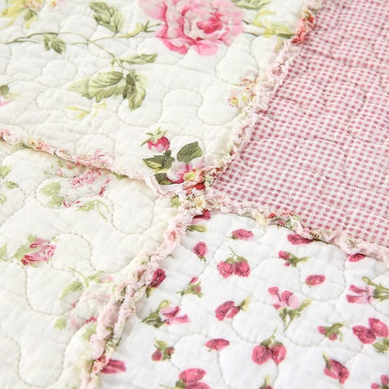 3 Db Queen Méretű Takaró Szett Farmhouse Rose Virágos Ágynemű Ágytakaró Romantikus Apró Virágok Patchwork Könnyű Paplan