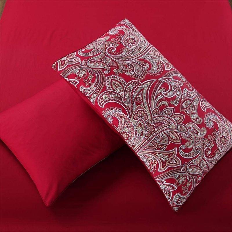 3db Luxus Paisley Ágyneműgarnitúra Burgundy Color Bohemian Damask 800tc 100% Egyiptomi Pamut Paplanhuzat Szett