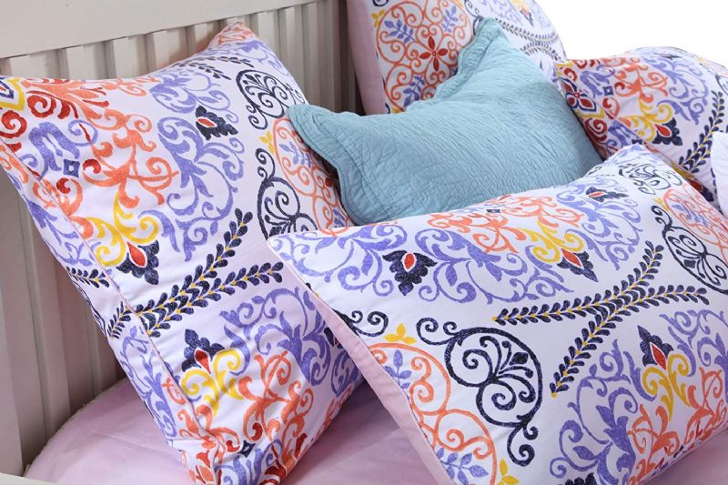 Boho Bohemia Stílusú Ágynemű Szett 3 Db Paisley Damask Paplanhuzat Egzotikus Geometrikus Kerek Mintás Fehér Lila Narancs