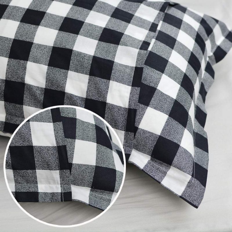 Buffalo Kockás Paplanhuzat Szett 100% Pamut Hipoallergén 3 Db Fekete-fehér Gingham Geometriai Ágyneműhuzat