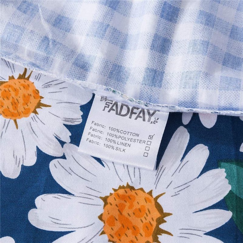 Daisy Flowers Nyomtatott Paplanhuzat Szett 100% Pamut Szuper Puha 3 Db Lány Nyári Virágos Ágynemű Vintage Parasztház Megfordítható Rácsos Rejtett Cipzárral