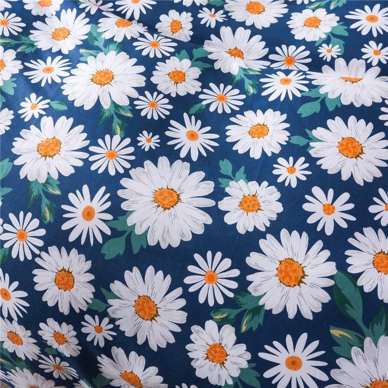 Daisy Flowers Nyomtatott Paplanhuzat Szett 100% Pamut Szuper Puha 3 Db Lány Nyári Virágos Ágynemű Vintage Parasztház Megfordítható Rácsos Rejtett Cipzárral