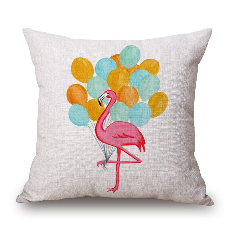 Honana Wx-d2 45x45cm Vintage Flamingos Pamut Lenvászon Párnahuzat Karácsonyi Derékpárnahuzat