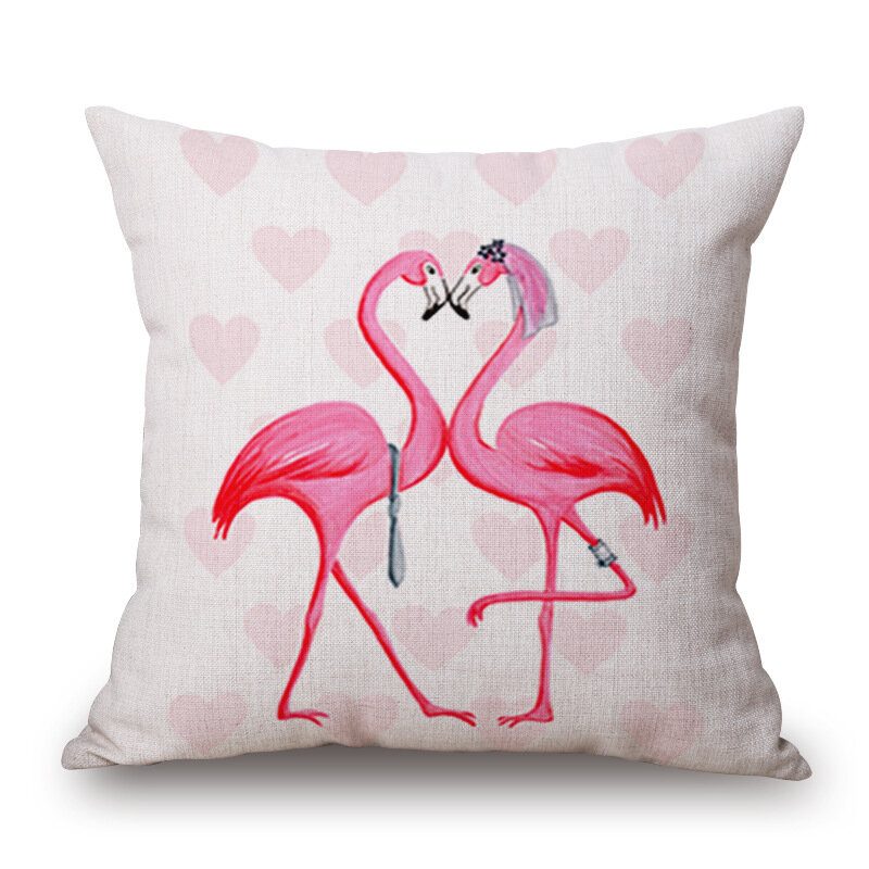 Honana Wx-d2 45x45cm Vintage Flamingos Pamut Lenvászon Párnahuzat Karácsonyi Derékpárnahuzat