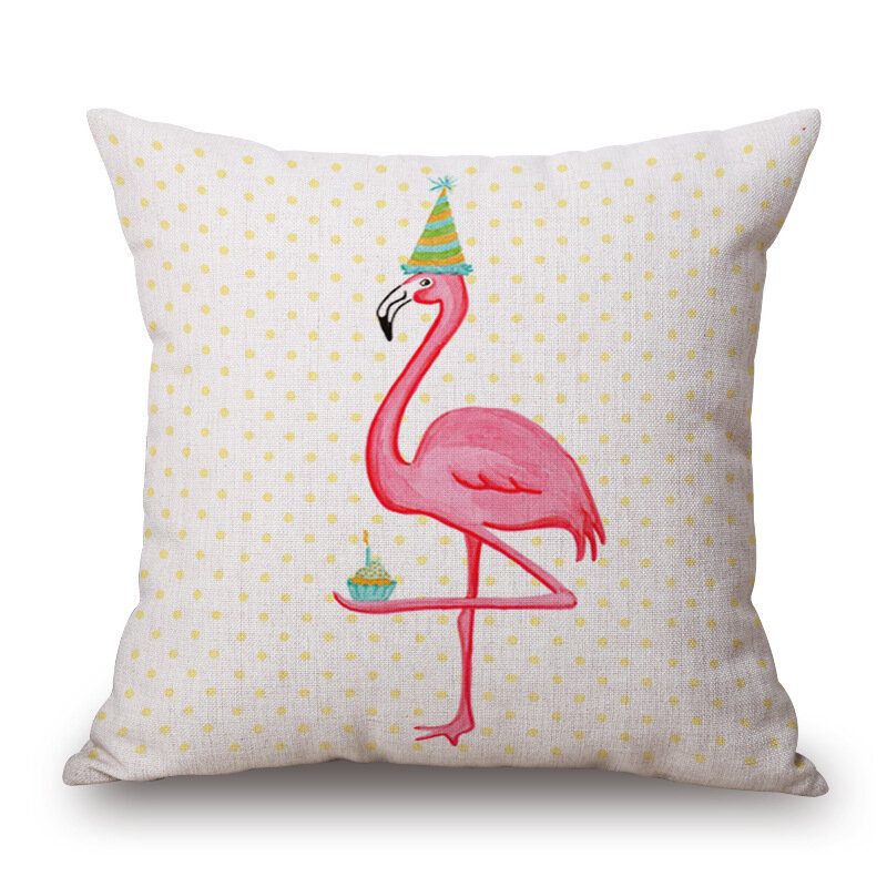 Honana Wx-d2 45x45cm Vintage Flamingos Pamut Lenvászon Párnahuzat Karácsonyi Derékpárnahuzat