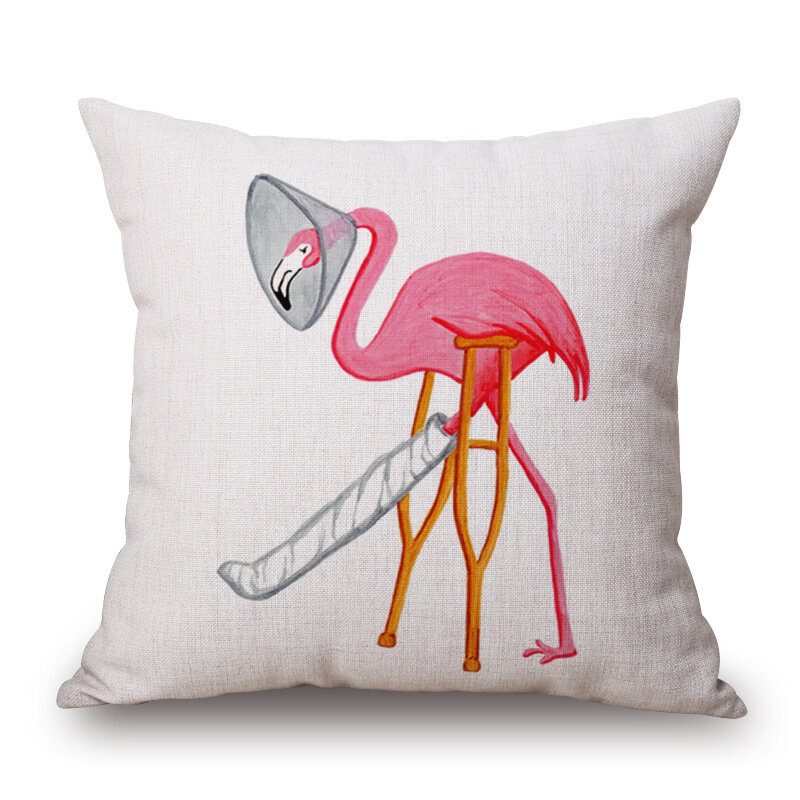 Honana Wx-d2 45x45cm Vintage Flamingos Pamut Lenvászon Párnahuzat Karácsonyi Derékpárnahuzat