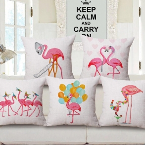 Honana Wx-d2 45x45cm Vintage Flamingos Pamut Lenvászon Párnahuzat Karácsonyi Derékpárnahuzat