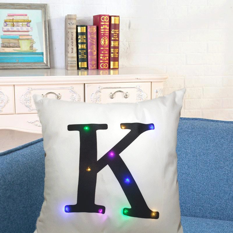 Honana Wx-k33 Creative Led Lights Letter Párnahuzat Plüss Puha Párna Karácsonyi Lakberendezés