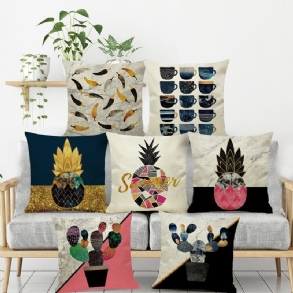 Ins Nordic Pineapple Cactus Geometrikus Stílusú Vászon Párnahuzat Otthoni Kanapé Art Decor Üléspárnahuzat