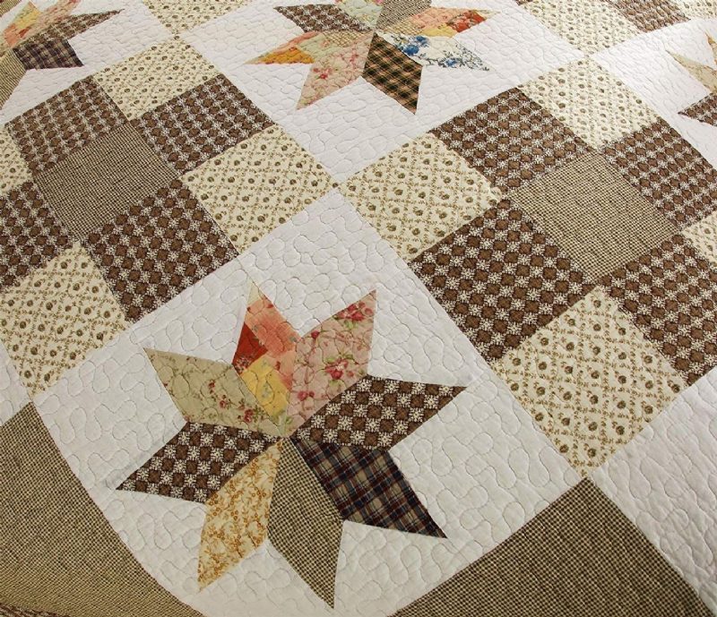 Queen Méretű Luxus Patchwork Steppelt Ágytakaró Pamut Paplan Készlet