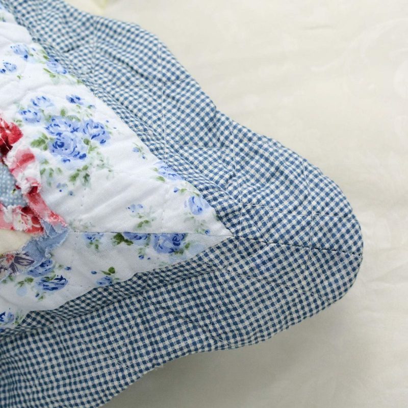 Queen Size Shabby Blue Virágos Patchwork Takaró Szett Pamut Paplankészlet