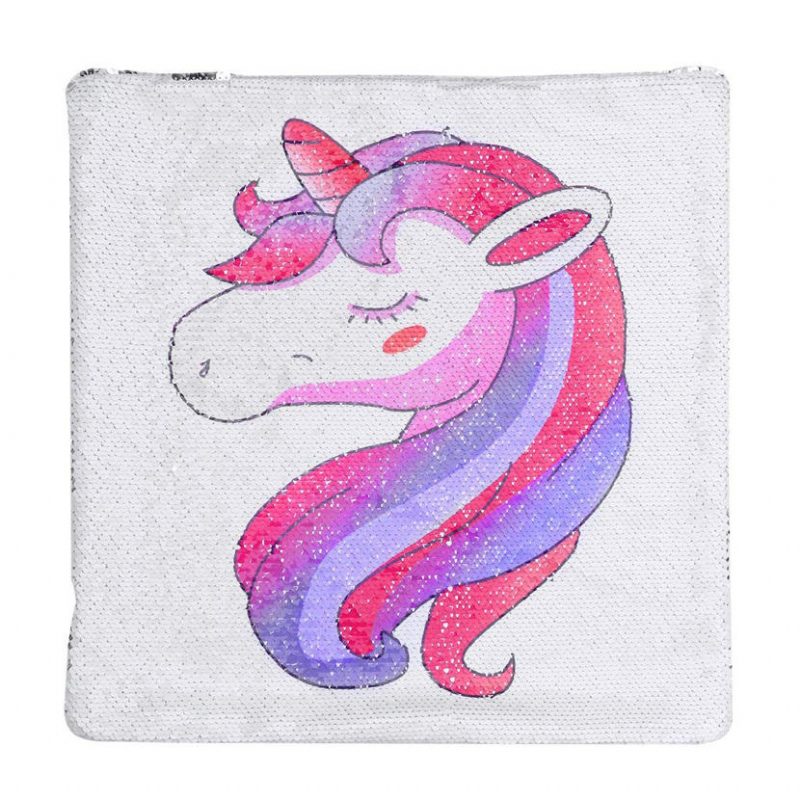 Rainbow Sequins Unicorn Párnahuzat 40x40 cm Dekoratív Sellő Kanapéhoz Megfordítható Pi