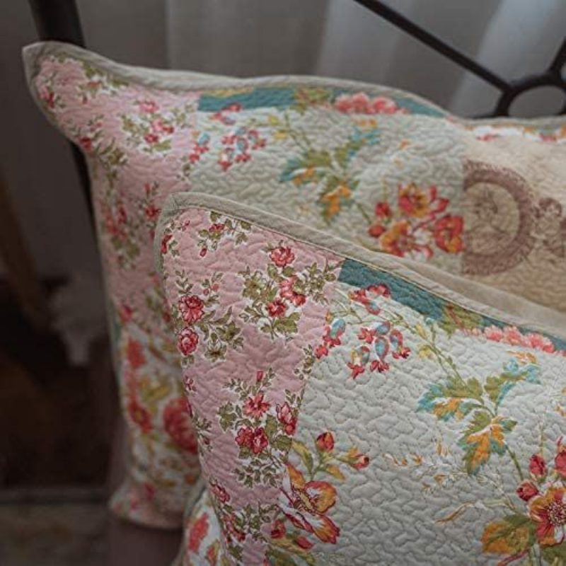 Vintage Virágos Paplan Szett Shabby Cottage Ágynemű Queen Méretű Könnyű Huzatkészlet