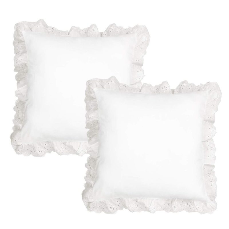 White Pillow Shams 2 Pack Ruffled Throw Párnahuzat