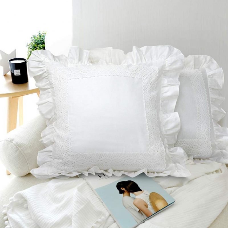 White Pillow Shams 2 Pack Ruffled Throw Párnahuzat