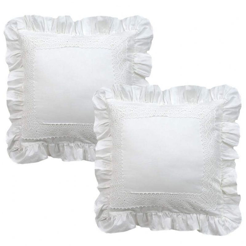 White Pillow Shams 2 Pack Ruffled Throw Párnahuzat