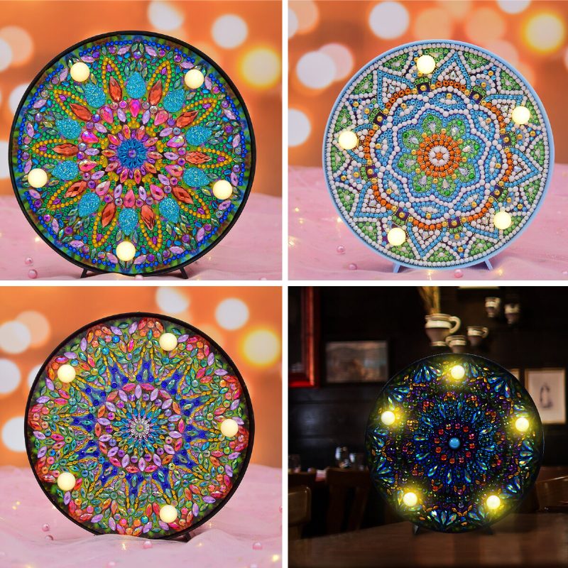 Diy Mandala Led Gyémánt Festés Fény Lámpa Hímző Fúró Art Craft Decor