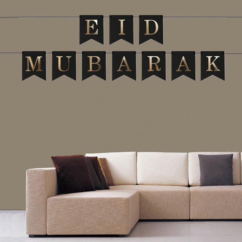 Eid Mubarak Ramadan Kareem Iszlám Zászlósármány Home Party Banner Dekorációk