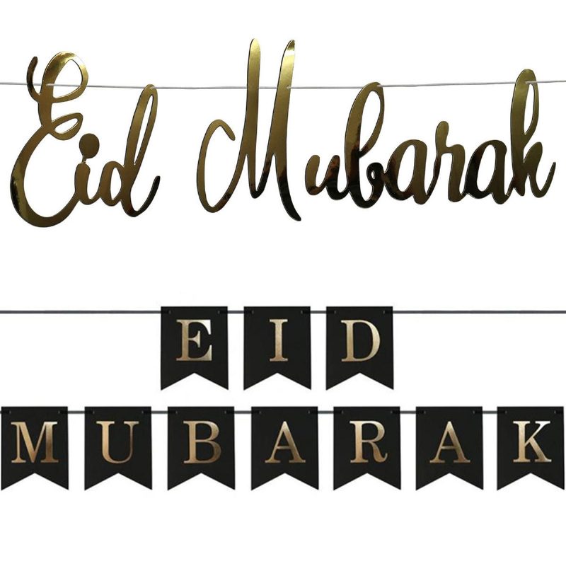 Eid Mubarak Ramadan Kareem Iszlám Zászlósármány Home Party Banner Dekorációk