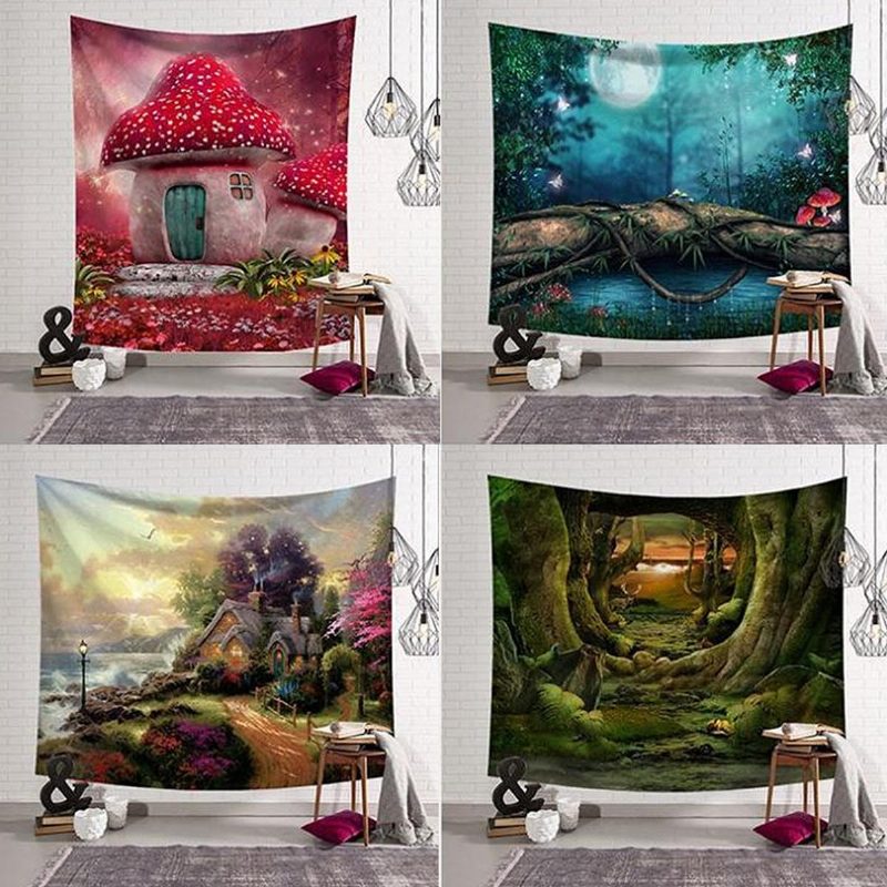 Fairy Forest Függő Fali Kárpit Bohemian Hippie Throw Ágytakaró Otthoni Dekorációk