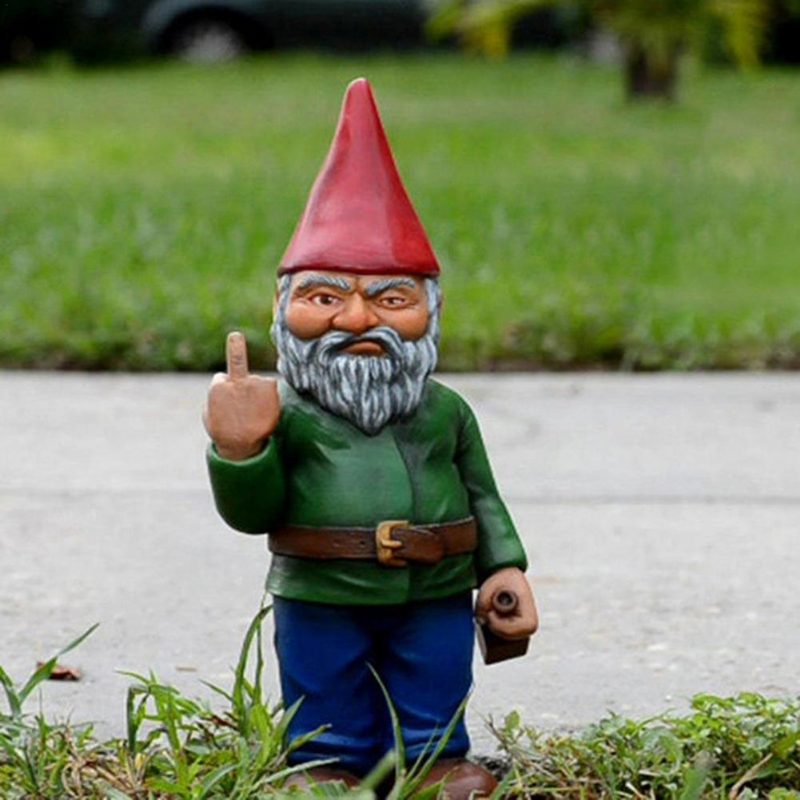 Gnome Szobor Középső Ujj Gyanta Mikro Tájkerti Dekoráció