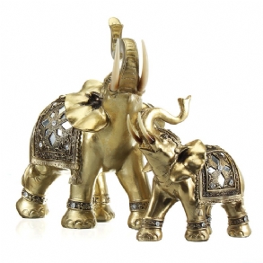 Lucky Charm Fengshui Mascot Arany Elefánt Gyanta Mini Szobor Otthoni Asztal Díszek Ajándékok Dekorációk