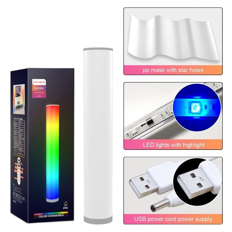 Modern Hengeres Led-es Állólámpa Ágy Melletti Rgb16 Színes App Távirányító Usb