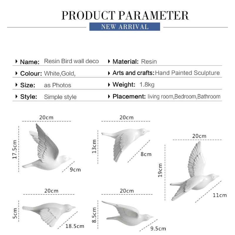 Resin Birds Figura Fali 3d Matricák