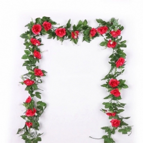 Selyem Mesterséges Rózsa Dekoratív Szőlő Függő Virágok Falra