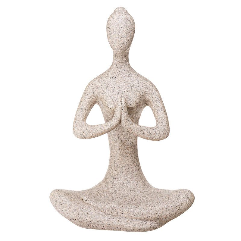 Yoga Lady Dísz Figura Otthon Beltéri Kültéri Kerti Dekorációk Buddhizmus Szobor Kreatív Ajándék