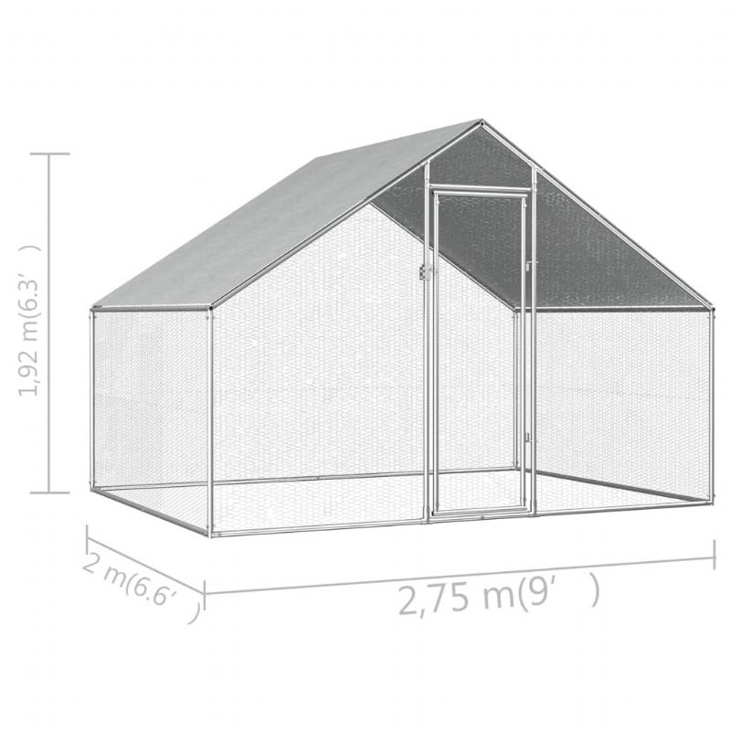 Kültéri Csirkeketrec 9'x6.6'x6'3" Horganyzott Acél