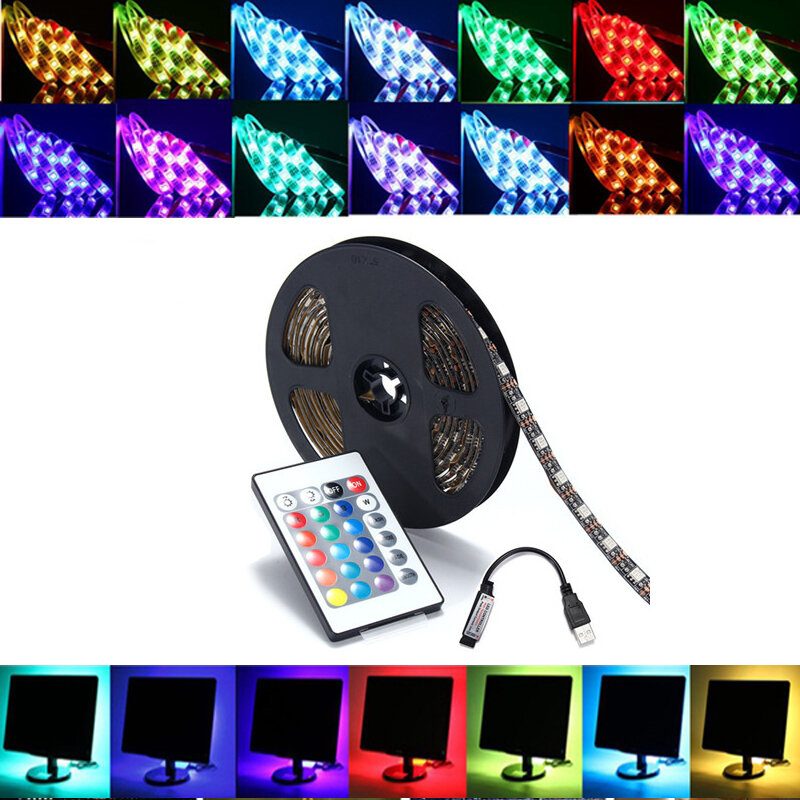 0.5/1/2/3/4/5m Smd5050 Rgb Led Szalaglámpa Bár Tv Háttérvilágítású Készlet + Usb Távirányító Dc5v