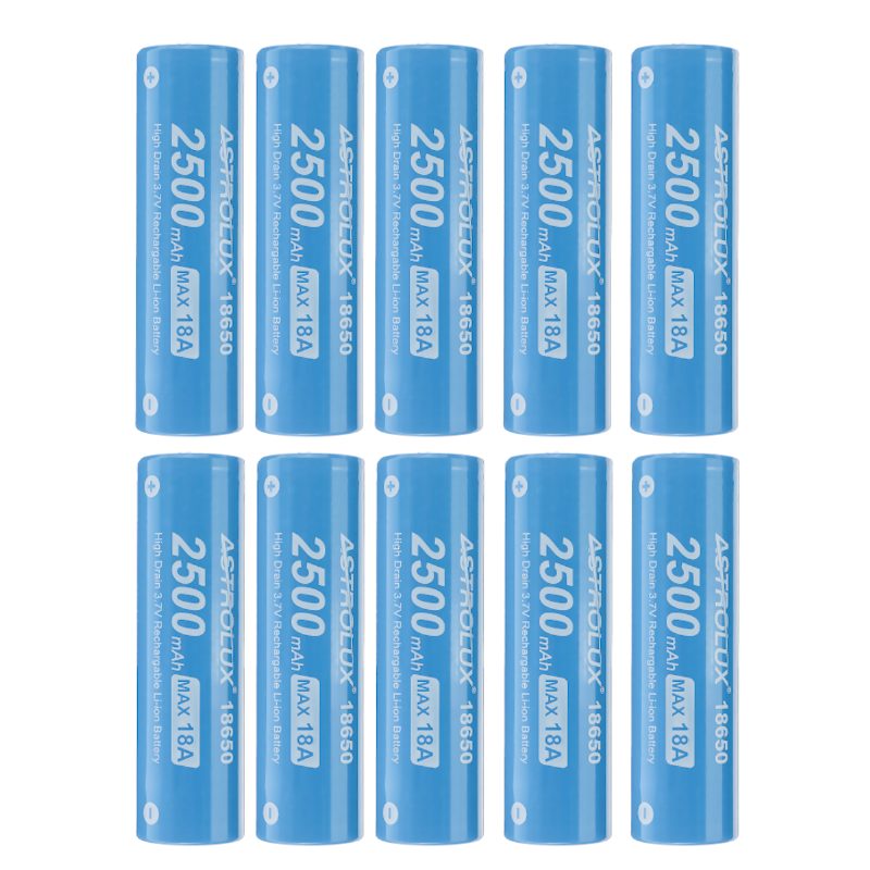 10db E1825 18a 2500mah 3.7v 18650 Li-ion Akkumulátor Védelem Nélküli Nagy Lefolyású Újratölthető Lítium Tápelem Astroluxhoz Nitecore Lumintop Fenix Olight Zseblámpák Rc Játékok Otthoni Eszközök