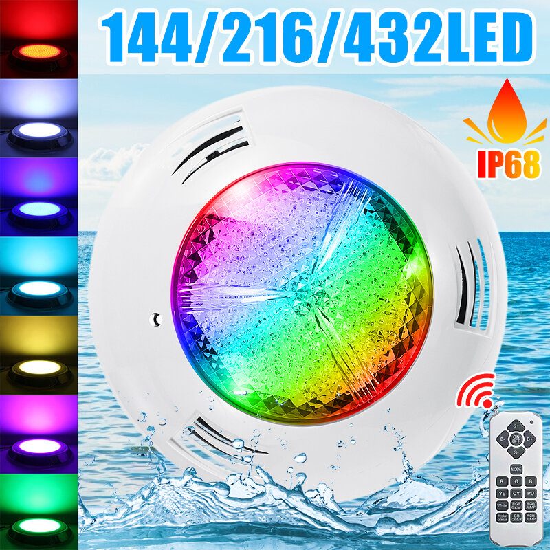 12v 114/216/432led Rgb Víz Alatti Úszómedence Világítás Ip68 Távirányítós Szökőkút Víz Lámpa